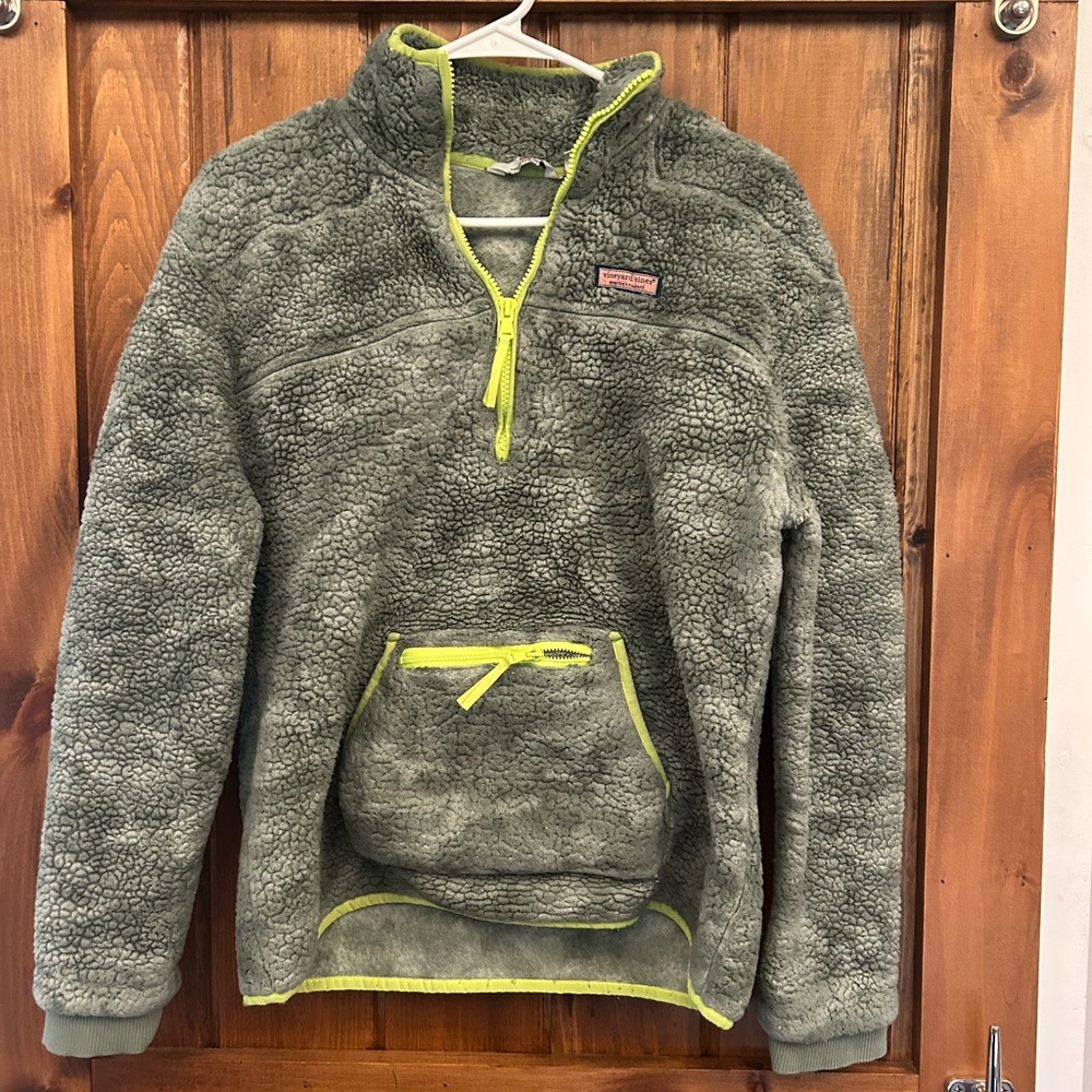 Vineyard Vines Camo Half-Zip Pullover with Neon Trim